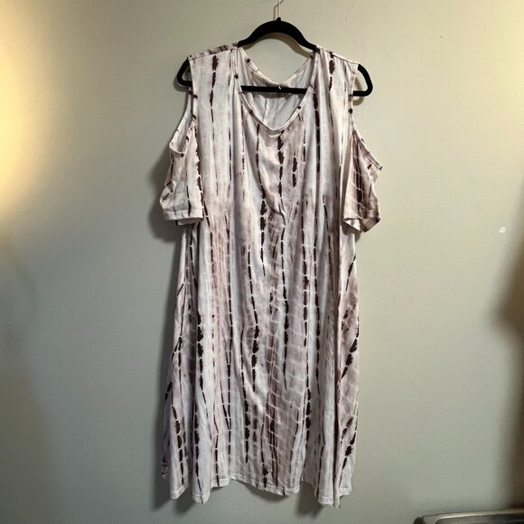 Kancystore Tie-Dye Cold Shoulder Swing Dress 4X - Picture 1 of 5